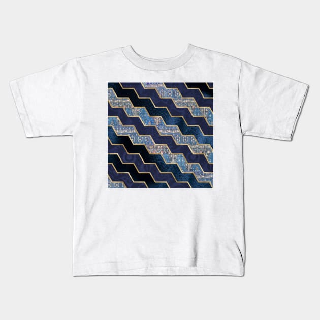 Moody blues geometric textures Kids T-Shirt by RoseAesthetic